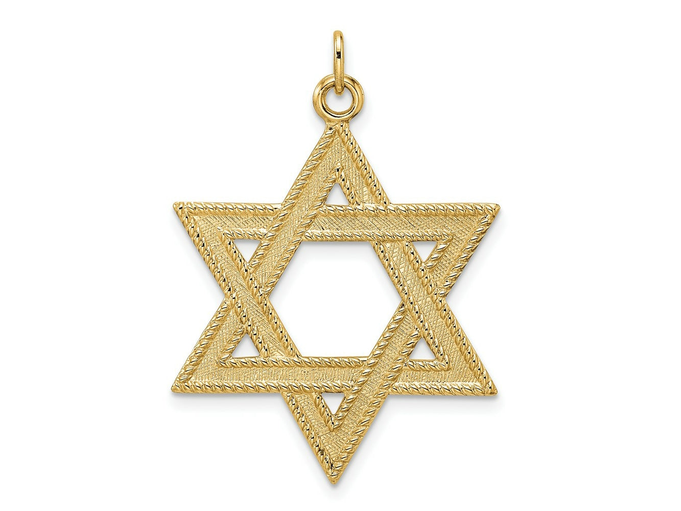 FJC Finejewelers 14 kt Yellow Gold Polished and Textured Solid Star of David Charm 32 x 29 mm