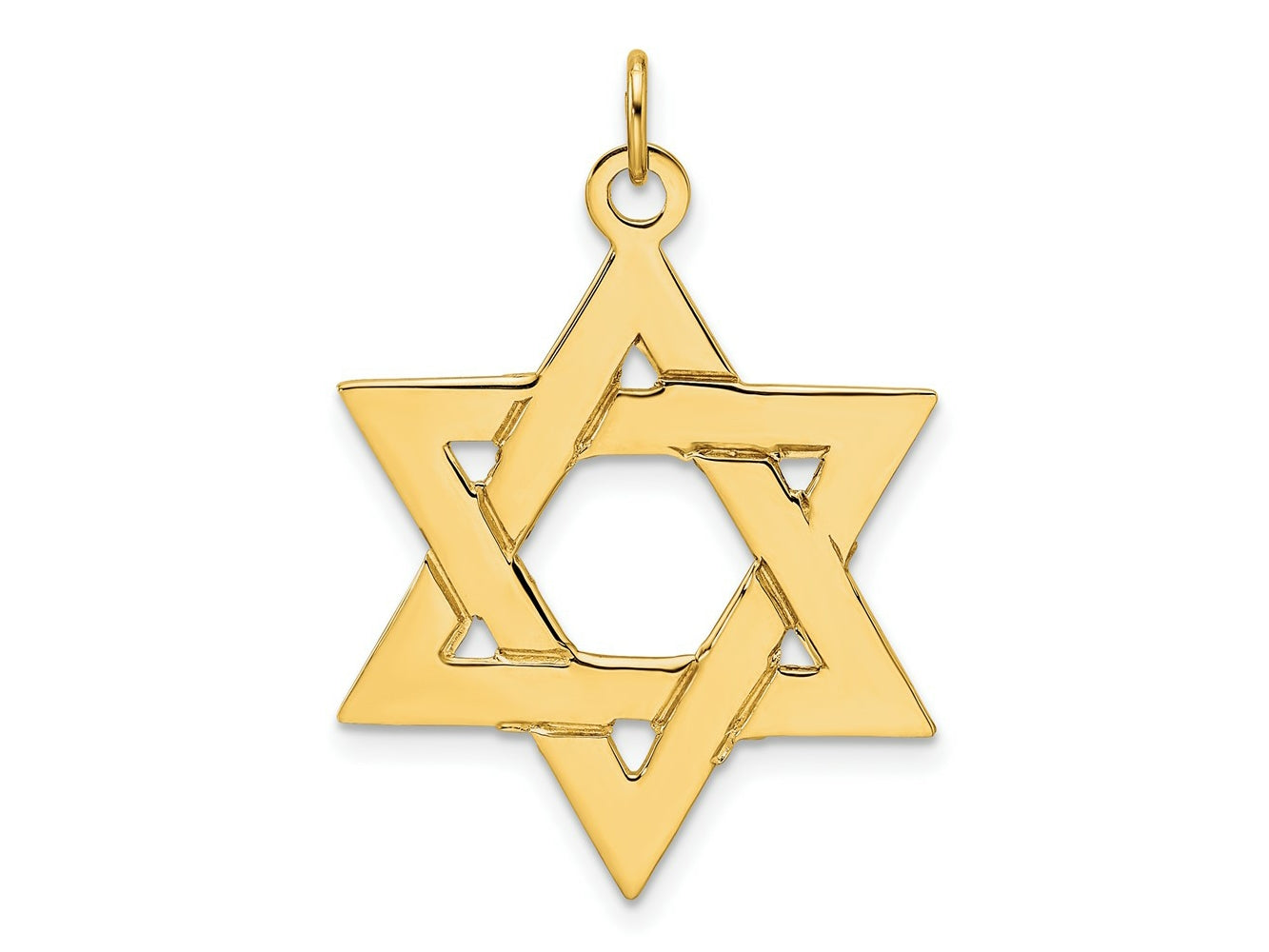 FJC Finejewelers 14 kt Yellow Gold Polished Solid Star of David Charm 32 x 26 mm