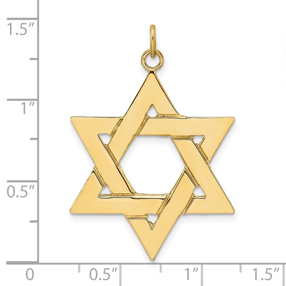 FJC Finejewelers 14 kt Yellow Gold Polished Solid Star of David Charm 36 x 29 mm