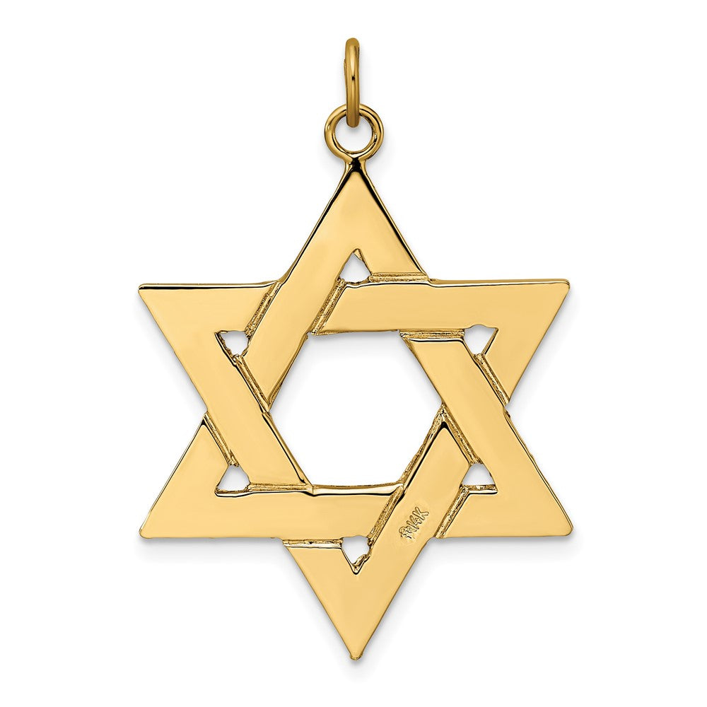 FJC Finejewelers 14 kt Yellow Gold Polished Solid Star of David Charm 36 x 29 mm
