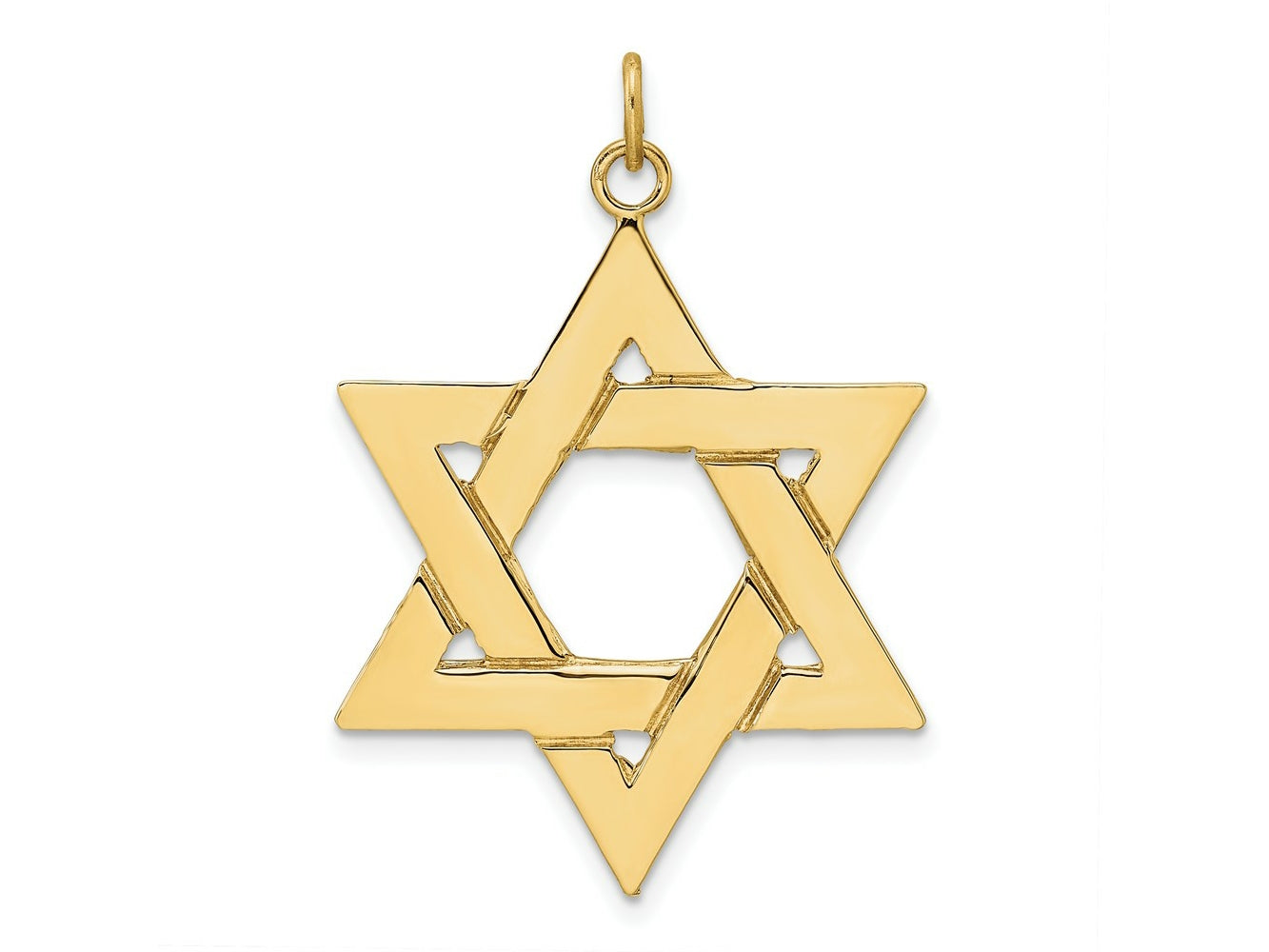 FJC Finejewelers 14 kt Yellow Gold Polished Solid Star of David Charm 36 x 29 mm