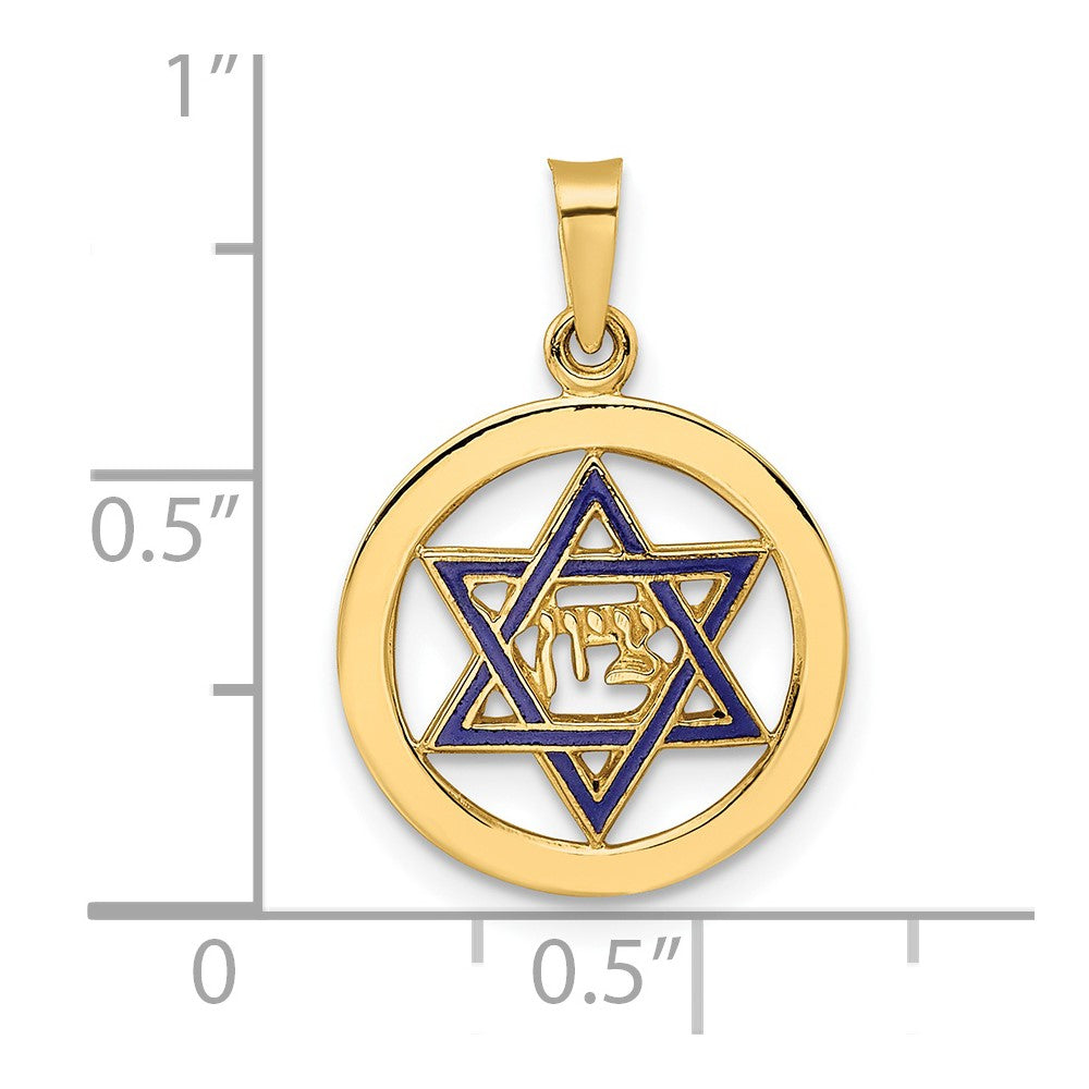 FJC Finejewelers 14 kt Yellow Gold Polished and Enameled Solid Star of David Charm 21 x 5 mm