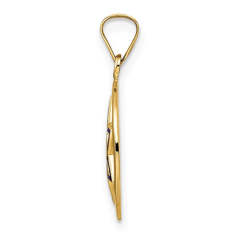 FJC Finejewelers 14 kt Yellow Gold Polished and Enameled Solid Star of David Charm 21 x 5 mm