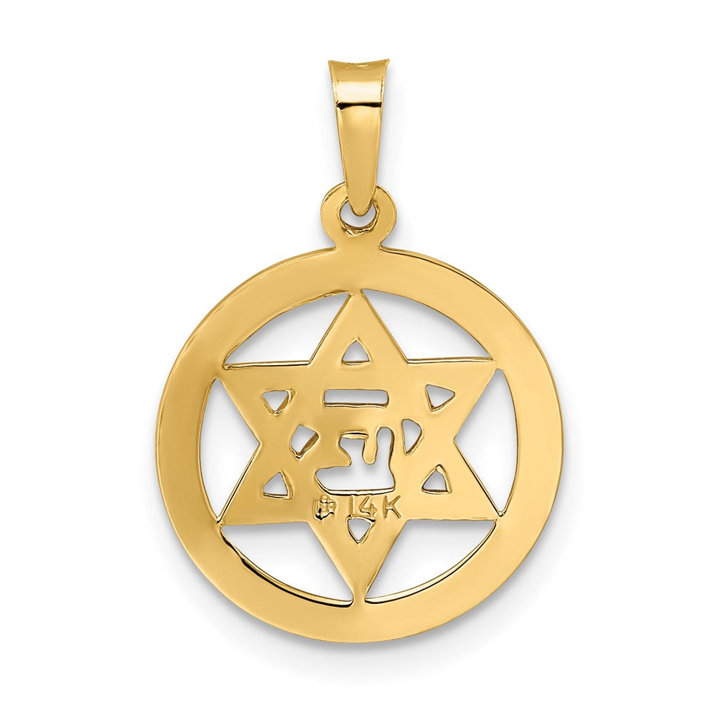 FJC Finejewelers 14 kt Yellow Gold Polished and Enameled Solid Star of David Charm 21 x 5 mm