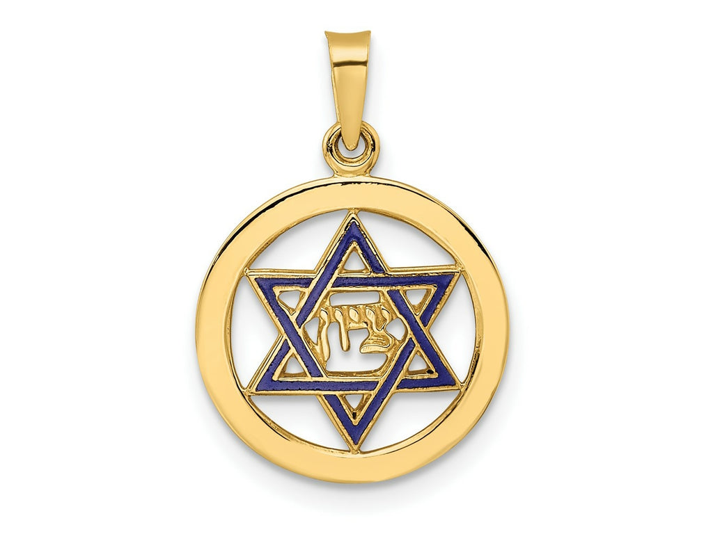 FJC Finejewelers 14 kt Yellow Gold Polished and Enameled Solid Star of David Charm 21 x 5 mm