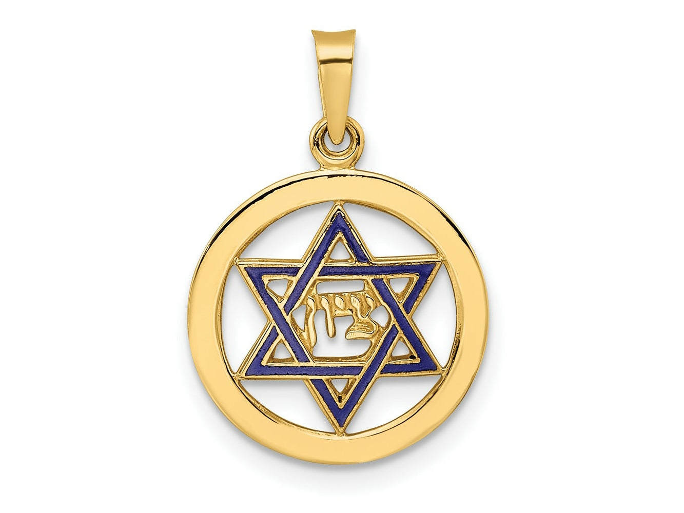 FJC Finejewelers 14 kt Yellow Gold Polished and Enameled Solid Star of David Charm 21 x 5 mm