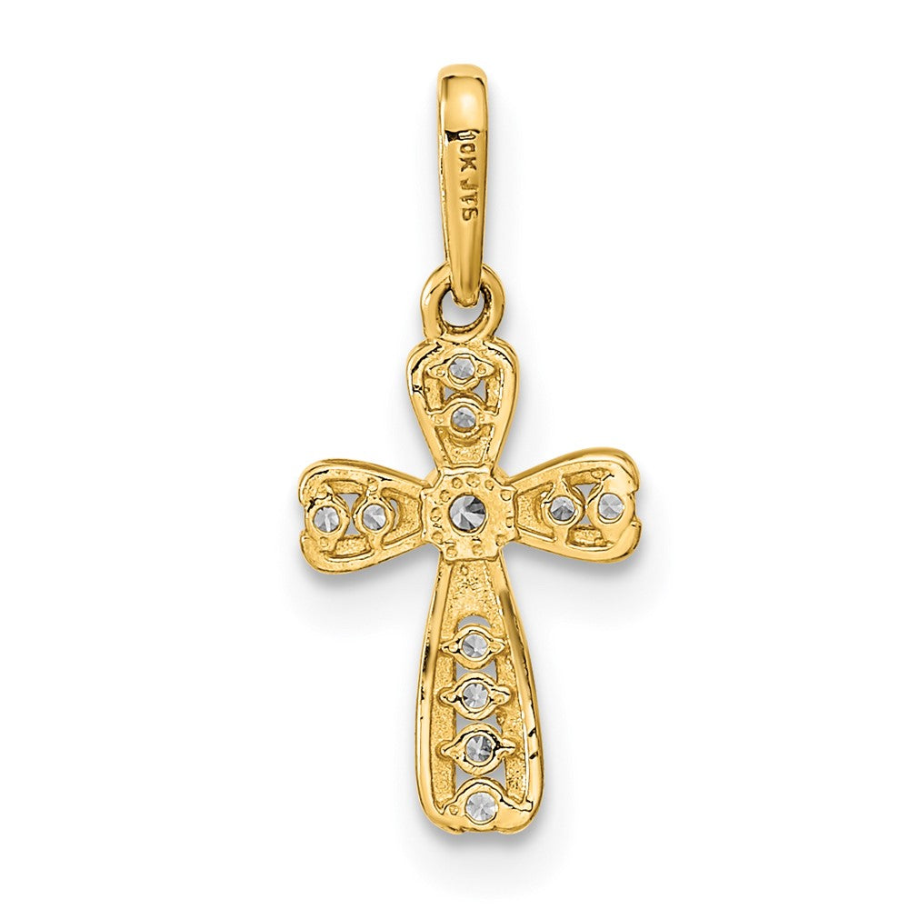 FJC Finejewelers 14 kt Yellow Gold Polished CZ Cross Charm 17 x 8 mm