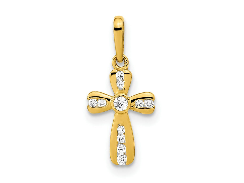 FJC Finejewelers 14 kt Yellow Gold Polished CZ Cross Charm 17 x 8 mm
