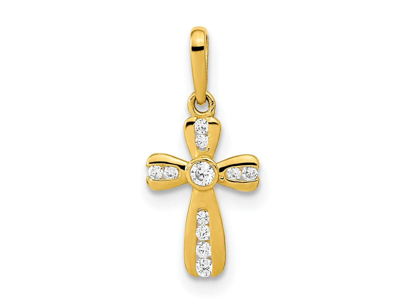 FJC Finejewelers 14 kt Yellow Gold Polished CZ Cross Charm 17 x 8 mm