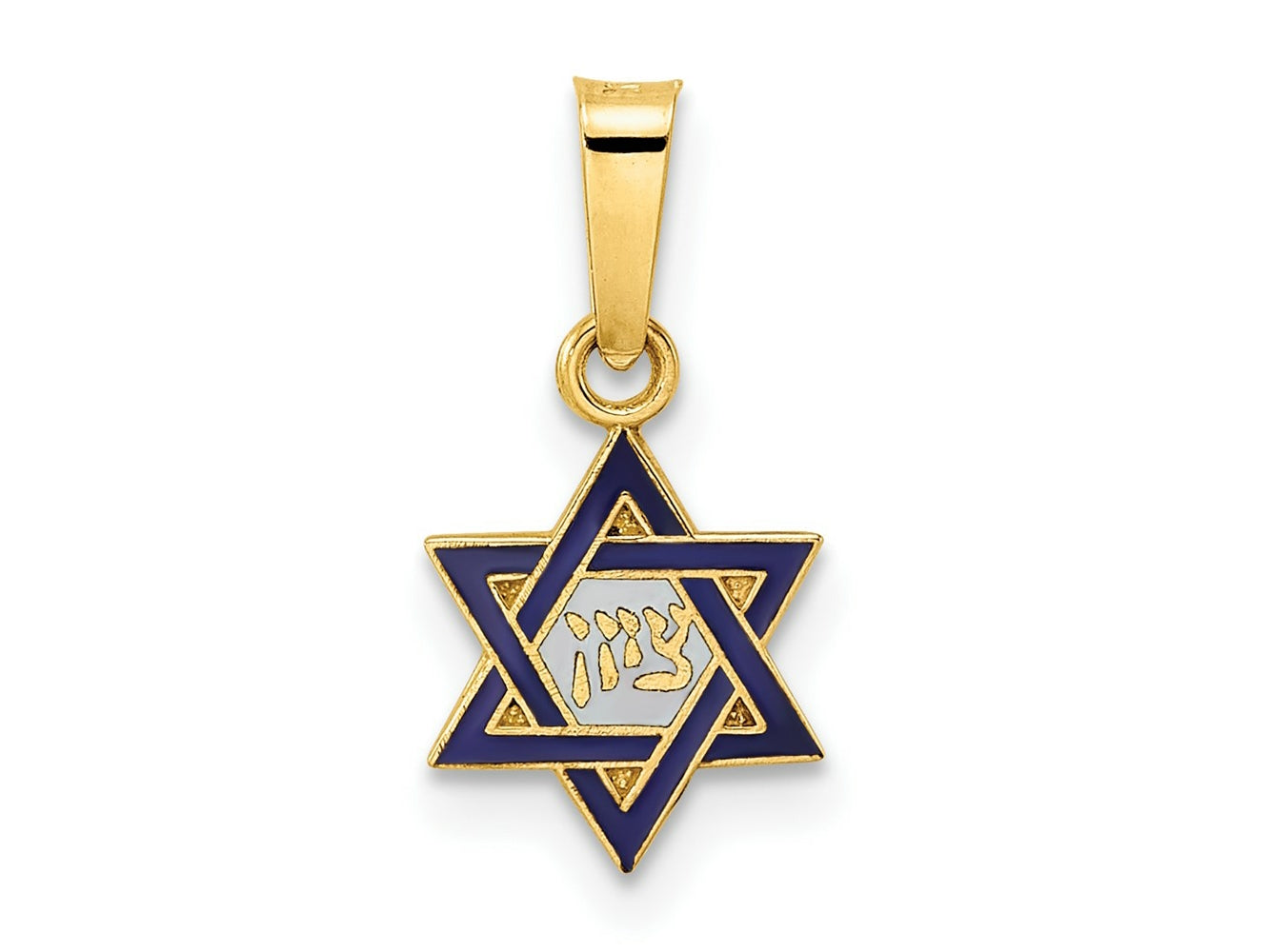 FJC Finejewelers 14 kt Yellow Gold Polished and Enameled Solid Star of David Charm 16 x 8 mm