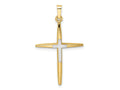 FJC Finejewelers 14 kt Two Tone Gold Polished Solid Double Cross Charm 34 x 21 mm