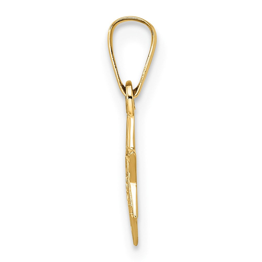 FJC Finejewelers 14 kt Yellow Gold Polished and Textured Solid Star of David Charm 16 x 8 mm