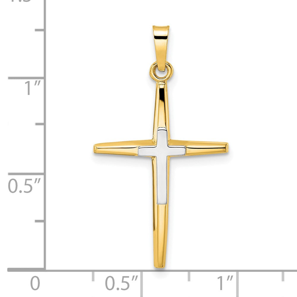 FJC Finejewelers 14 kt Two Tone Gold Polished Solid Double Cross Charm 32 x 18 mm
