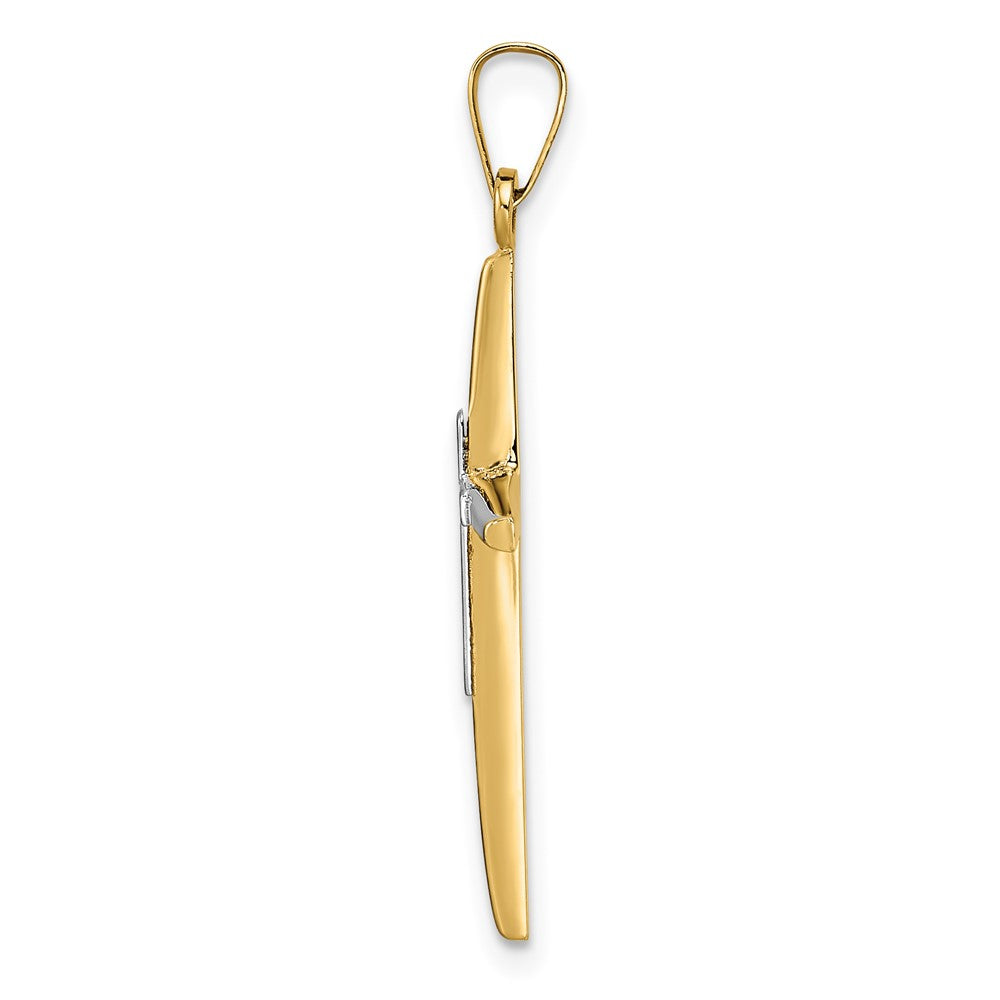 FJC Finejewelers 14 kt Two Tone Gold Polished Solid Double Cross Charm 32 x 18 mm