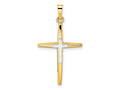 FJC Finejewelers 14 kt Two Tone Gold Polished Solid Double Cross Charm 32 x 18 mm