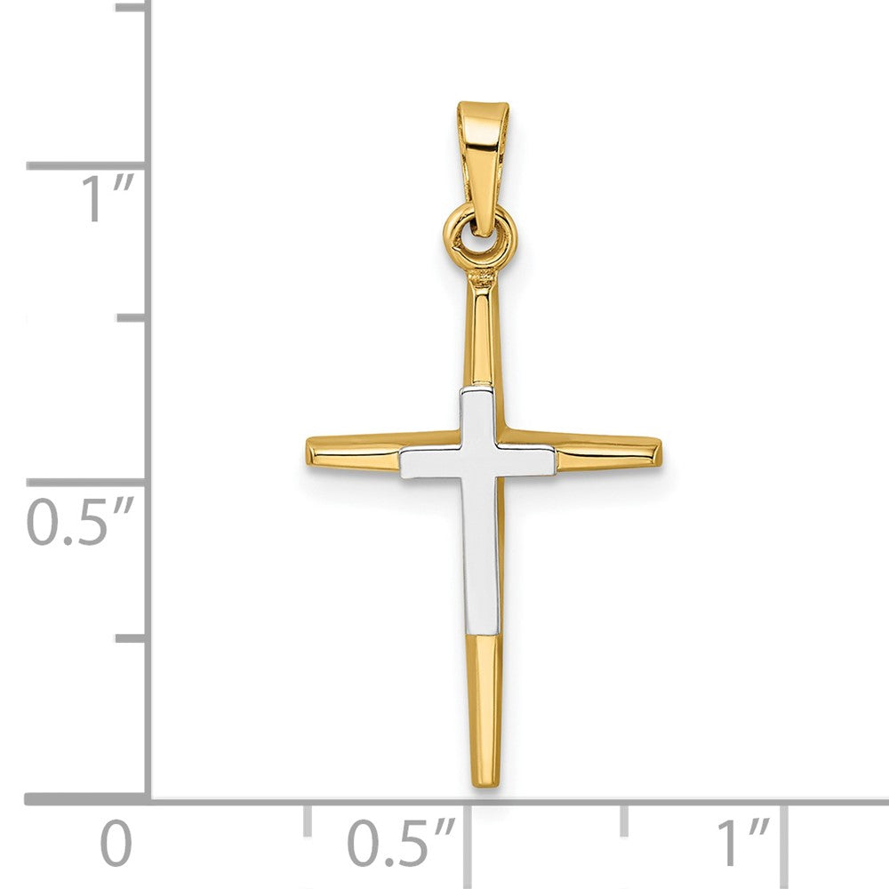 FJC Finejewelers 14 kt Two Tone Gold Polished Solid Double Cross Charm 27 x 14 mm
