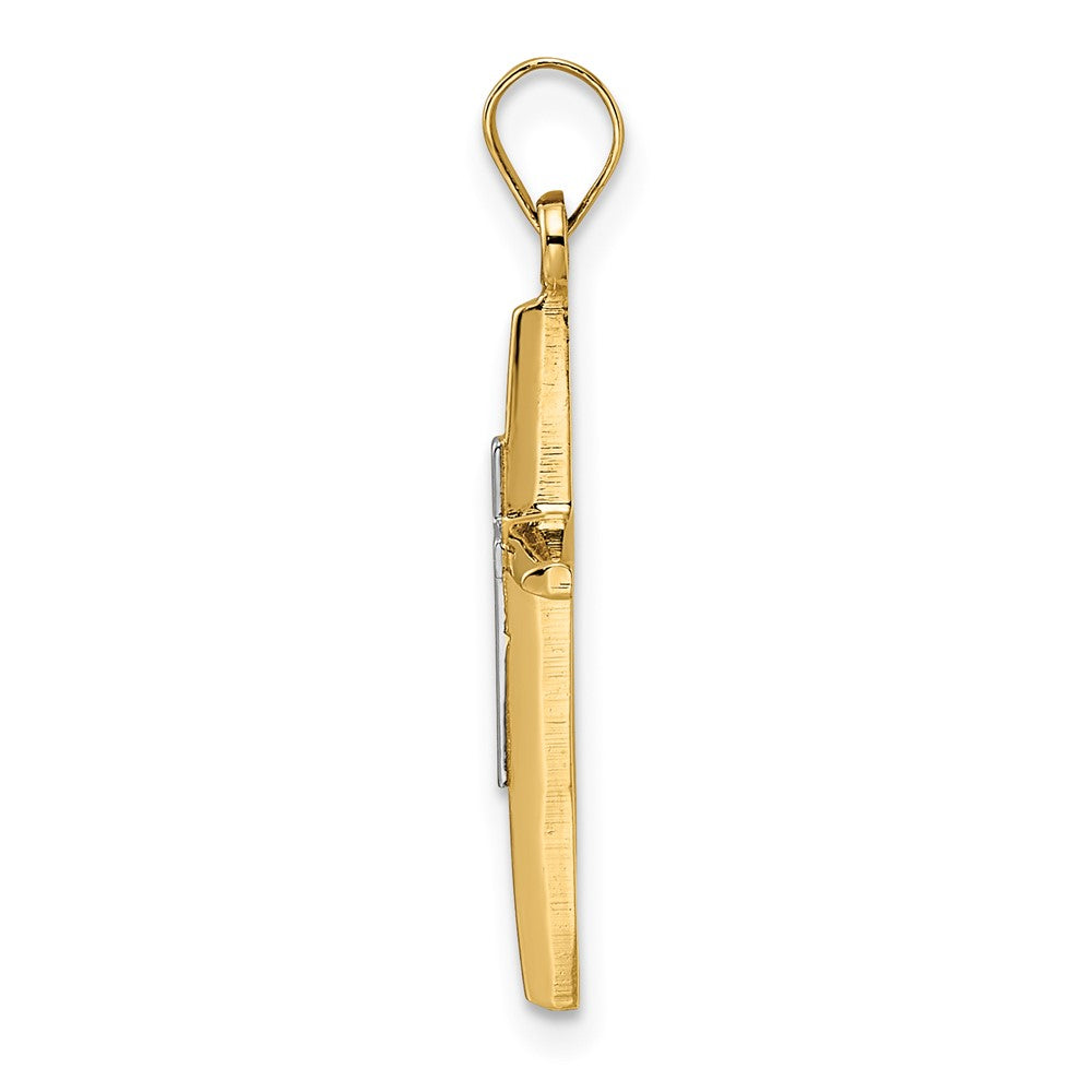 FJC Finejewelers 14 kt Two Tone Gold Polished Solid Double Cross Charm 27 x 14 mm