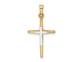 FJC Finejewelers 14 kt Two Tone Gold Polished Solid Double Cross Charm 27 x 14 mm