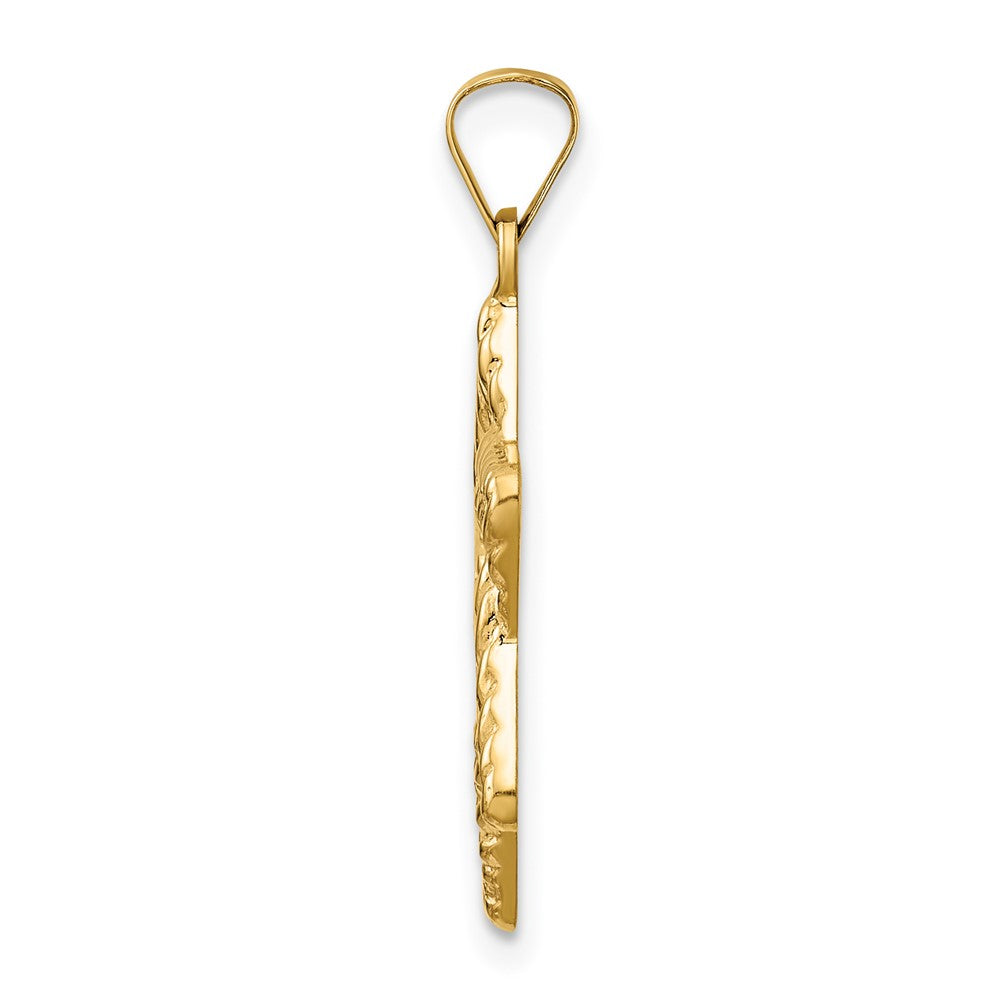 FJC Finejewelers 14 kt Yellow Gold Polished and Textured Solid Star of David Charm 26 x 20 mm