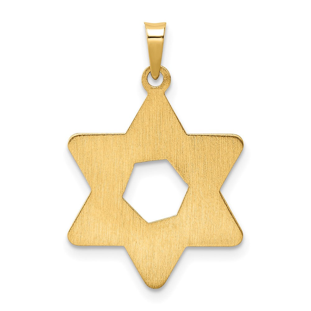 FJC Finejewelers 14 kt Yellow Gold Polished and Textured Solid Star of David Charm 26 x 20 mm