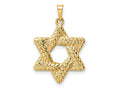 FJC Finejewelers 14 kt Yellow Gold Polished and Textured Solid Star of David Charm 26 x 20 mm