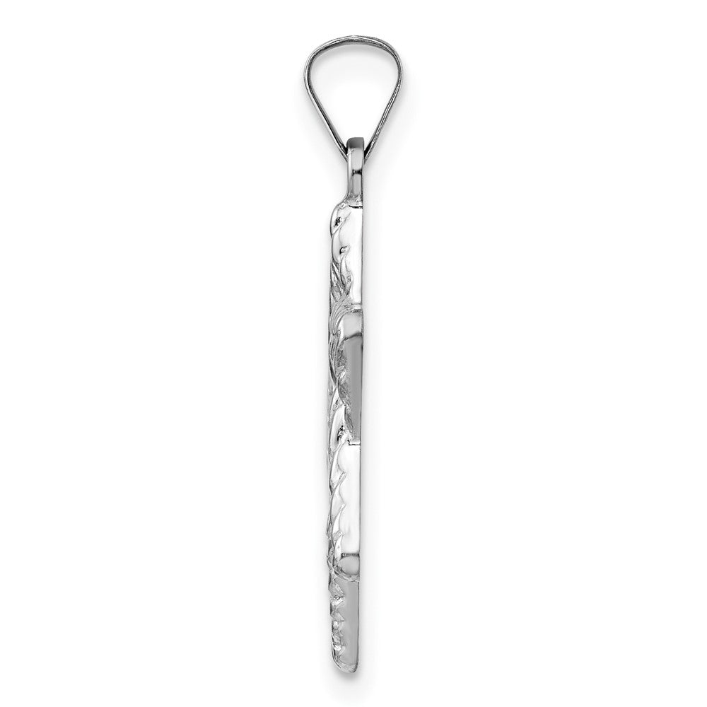 FJC Finejewelers 14 kt White Gold Polished and Textured Solid Star of David Charm 26 mm x 20 mm