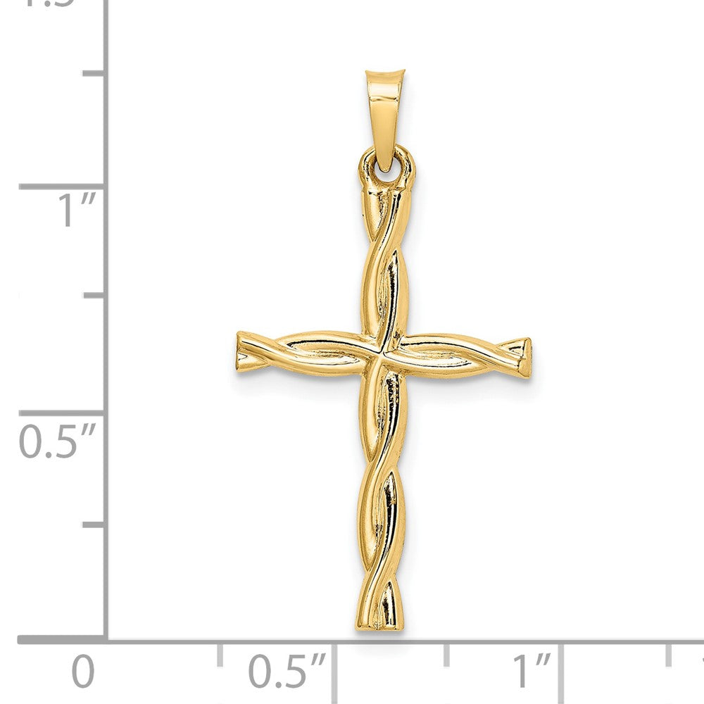 FJC Finejewelers 14 kt Yellow Gold Polished Hollow Twisted Cross Charm 31 x 17 mm