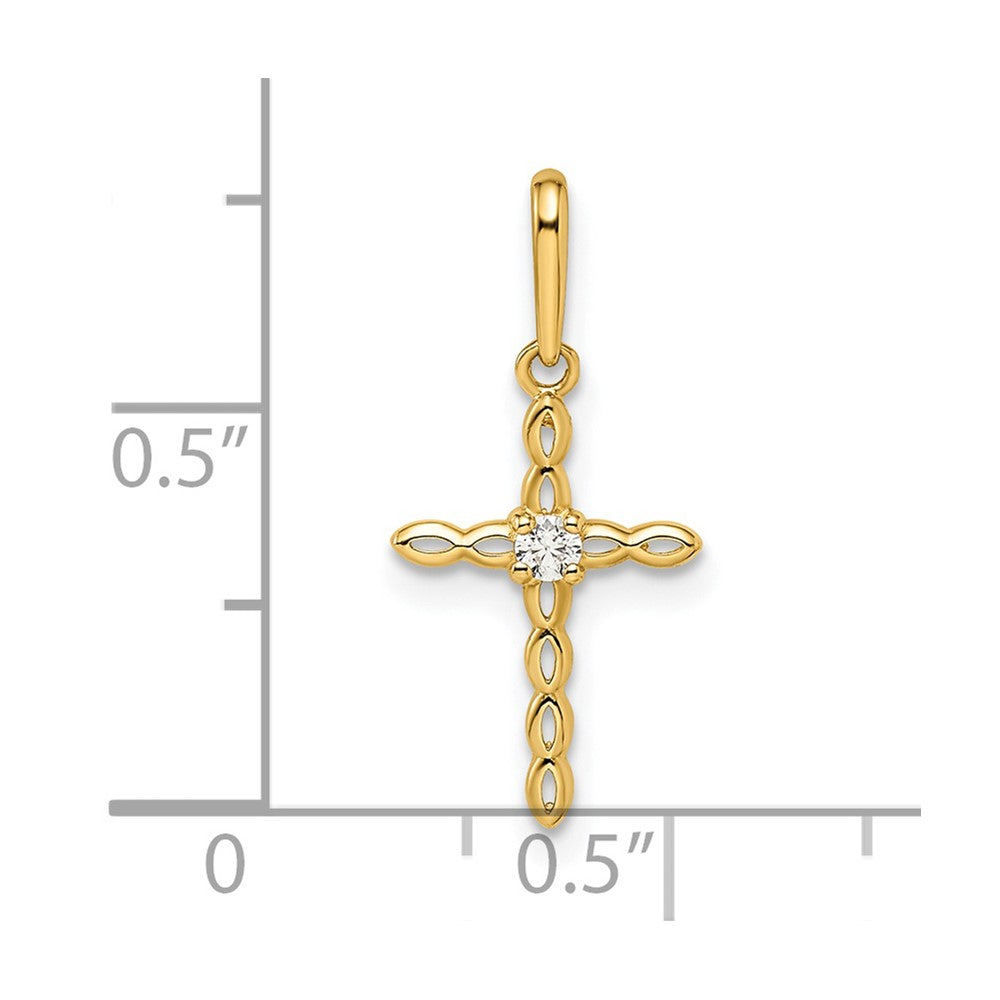 FJC Finejewelers 14 kt Yellow Gold CZ Cross Charm 20 x 9 mm