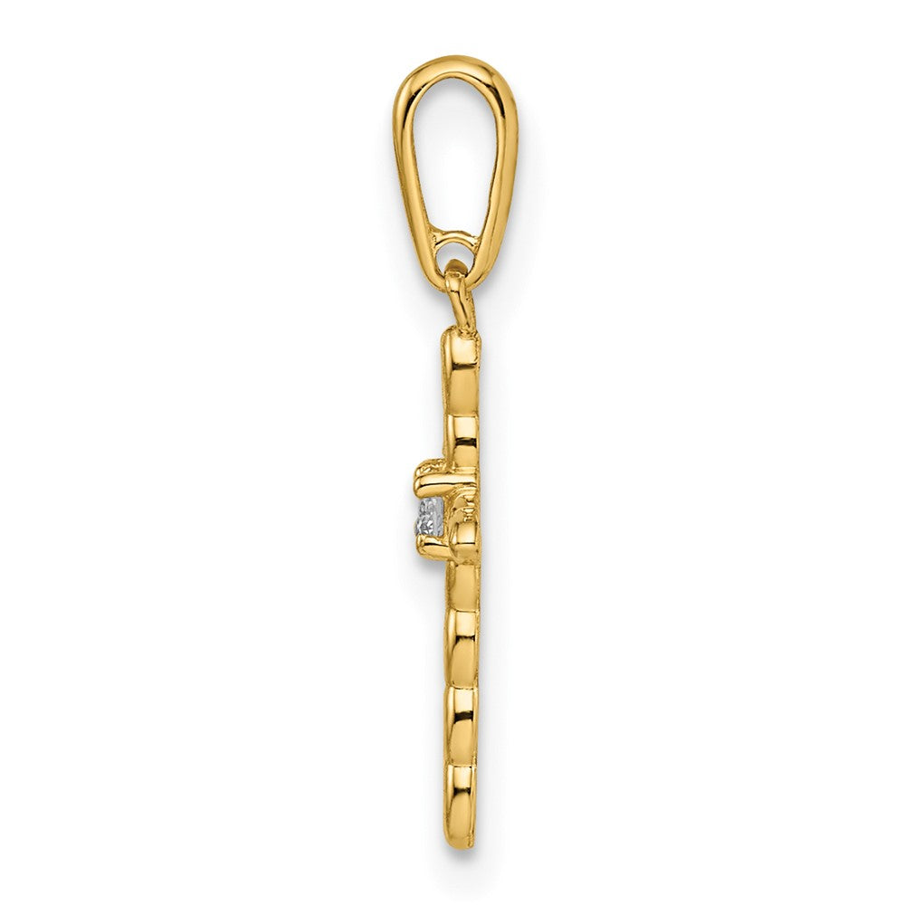 FJC Finejewelers 14 kt Yellow Gold CZ Cross Charm 20 x 9 mm
