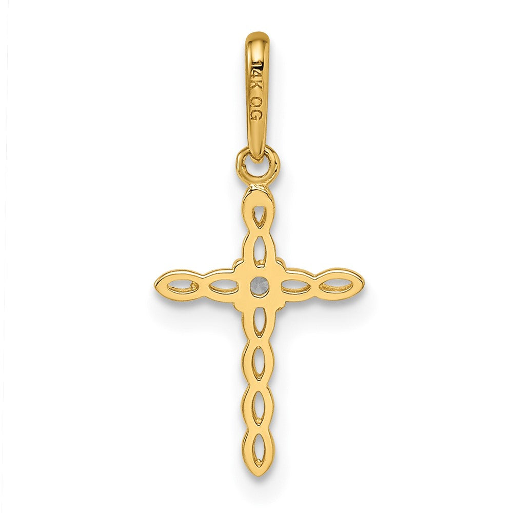 FJC Finejewelers 14 kt Yellow Gold CZ Cross Charm 20 x 9 mm