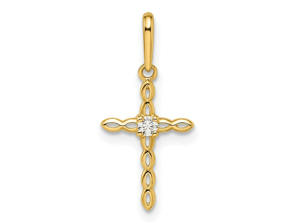FJC Finejewelers 14 kt Yellow Gold CZ Cross Charm 20 x 9 mm