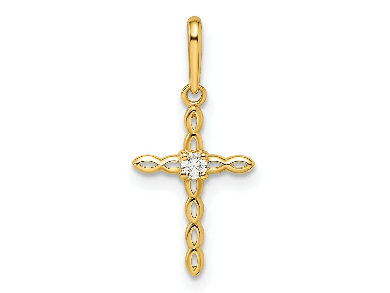 FJC Finejewelers 14 kt Yellow Gold CZ Cross Charm 20 x 9 mm