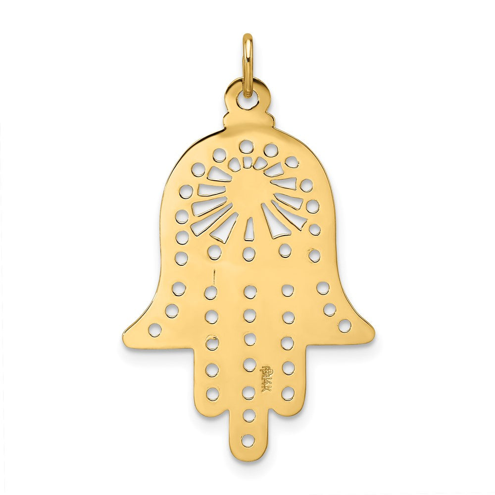 FJC Finejewelers 14 kt Yellow Gold Polished Solid Filigree Hamsa Charm 33 x 20 mm