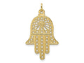 FJC Finejewelers 14 kt Yellow Gold Polished Solid Filigree Hamsa Charm 33 x 20 mm