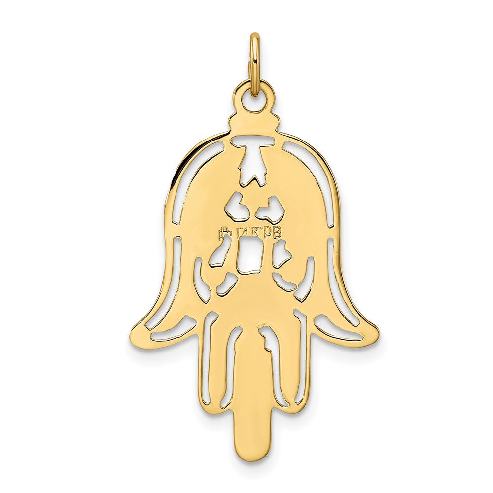 FJC Finejewelers 14 kt Yellow Gold Polished and Textured Solid Hamsa Charm 34 x 20 mm