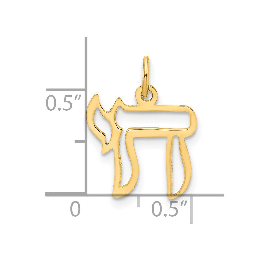 FJC Finejewelers 14 kt Yellow Gold Polished Solid Chai Symbol Outline Charm 16 x 0 mm