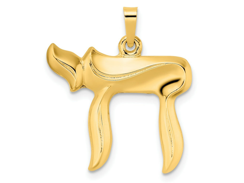 FJC Finejewelers 14 kt Yellow Gold Polished Hollow Chai Symbol Charm 24 x 22 mm
