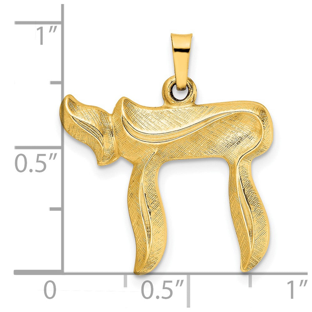 FJC Finejewelers 14 kt Yellow Gold Brushed Solid Chai Symbol Charm 24 x 22 mm