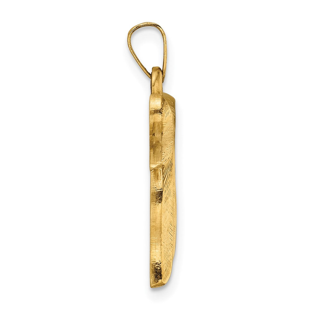 FJC Finejewelers 14 kt Yellow Gold Brushed Solid Chai Symbol Charm 24 x 22 mm