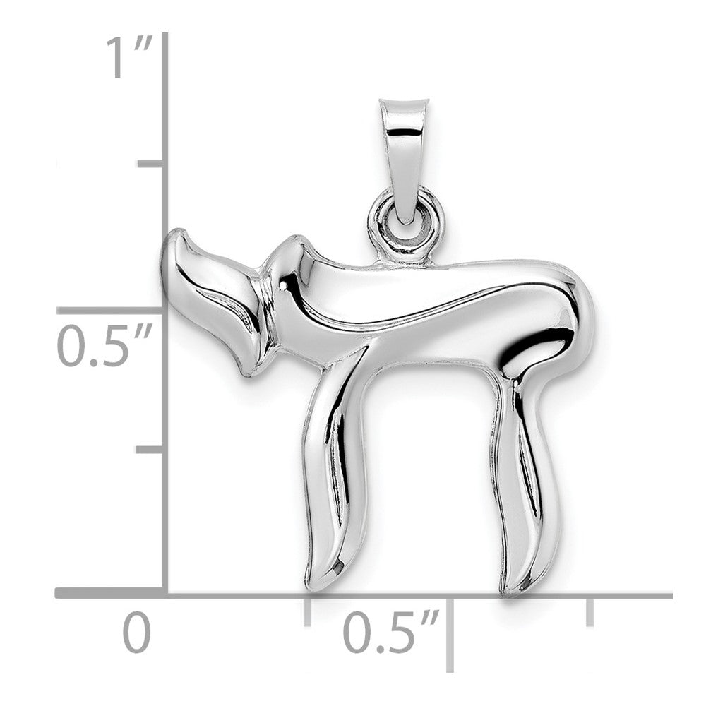 FJC Finejewelers 14 kt White Gold  Polished Hollow Chai Symbol Charm 22 mm x 19 mm