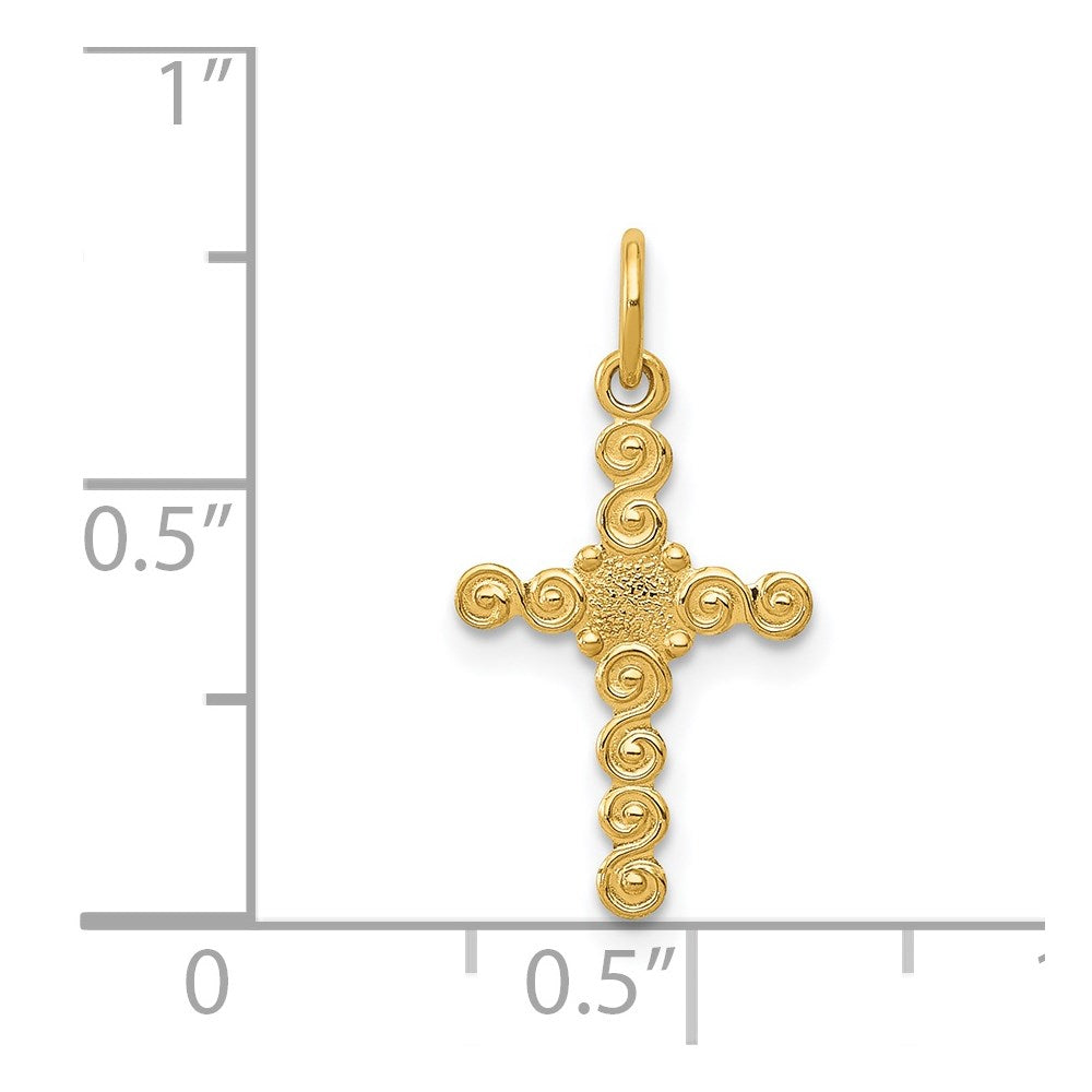 FJC Finejewelers 14 kt Yellow Gold Small Polished Cross Charm 19 x 10 mm