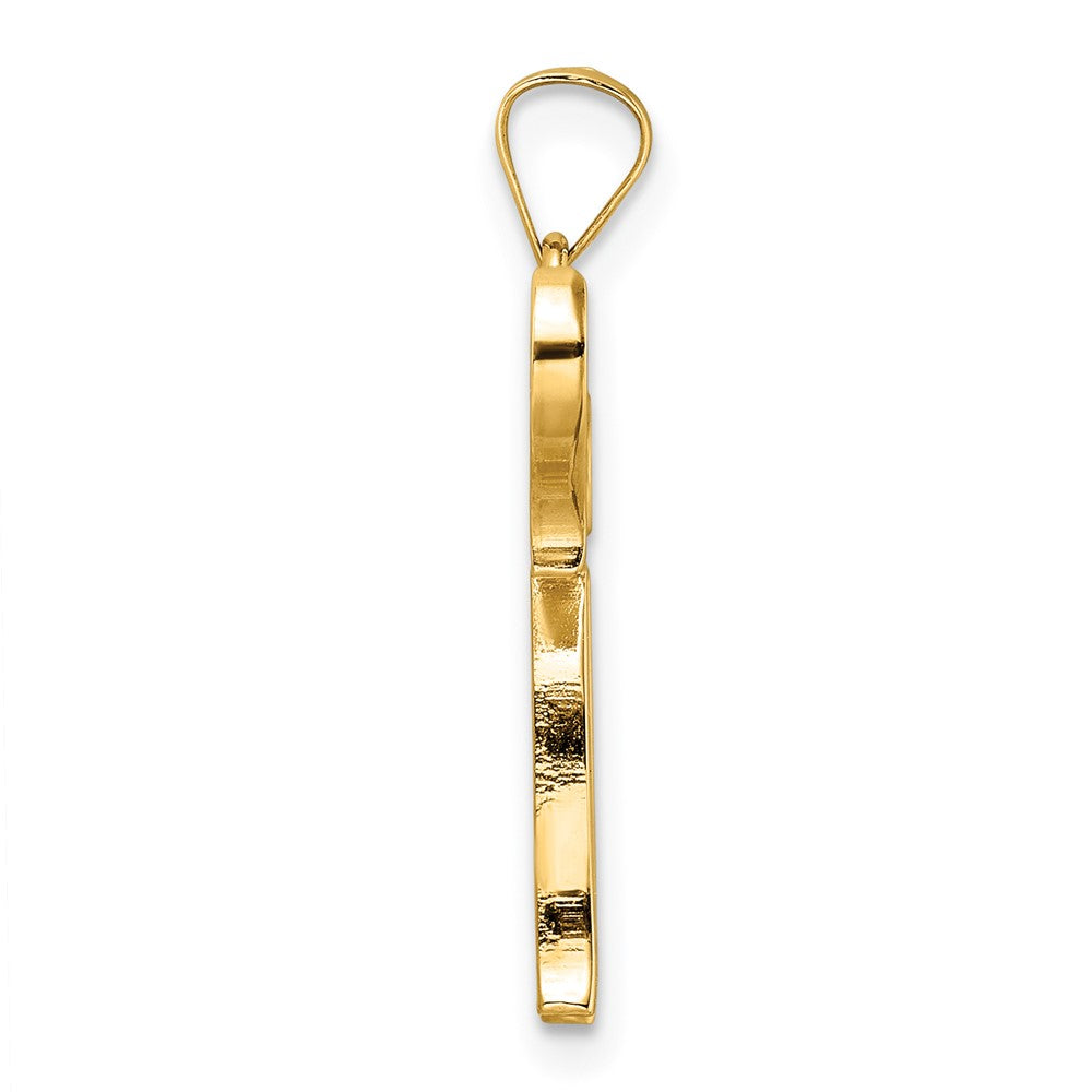 FJC Finejewelers 14 kt Yellow Gold Polished and Textured Solid Chai Symbol Charm 27 x 22 mm