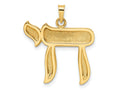 FJC Finejewelers 14 kt Yellow Gold Polished and Textured Solid Chai Symbol Charm 27 x 22 mm