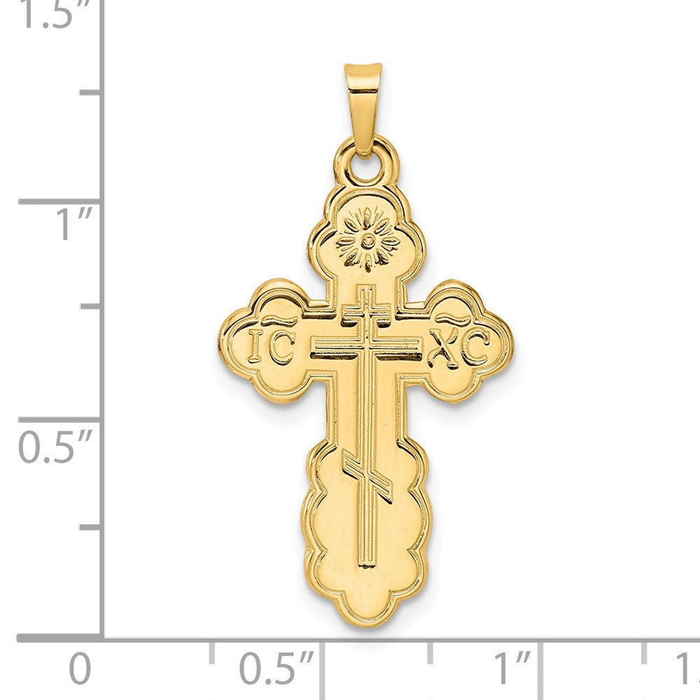 FJC Finejewelers 14 kt Yellow Gold Polished Eastern Orthodox Solid Cross Charm 33 x 17 mm
