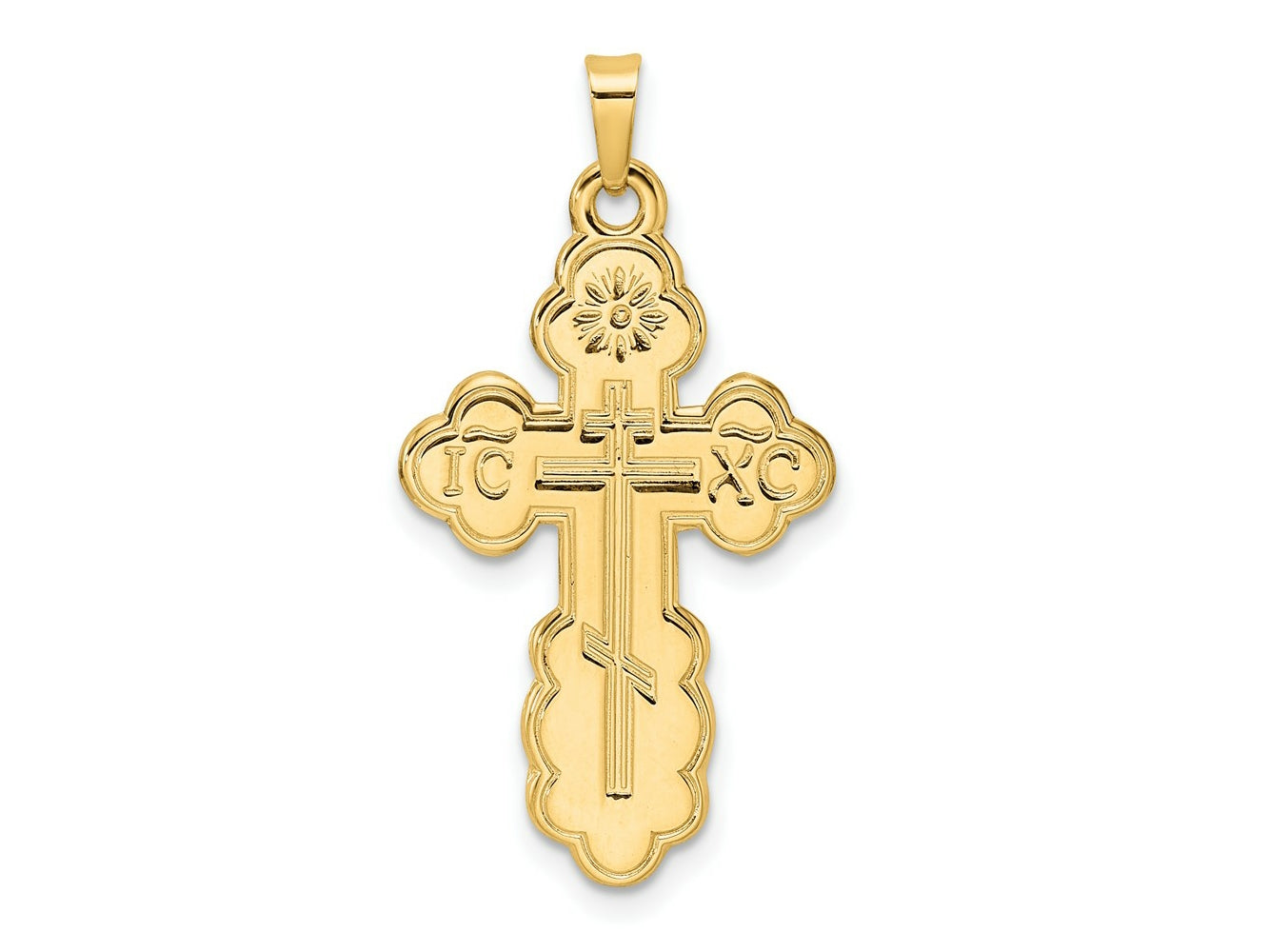 FJC Finejewelers 14 kt Yellow Gold Polished Eastern Orthodox Solid Cross Charm 33 x 17 mm