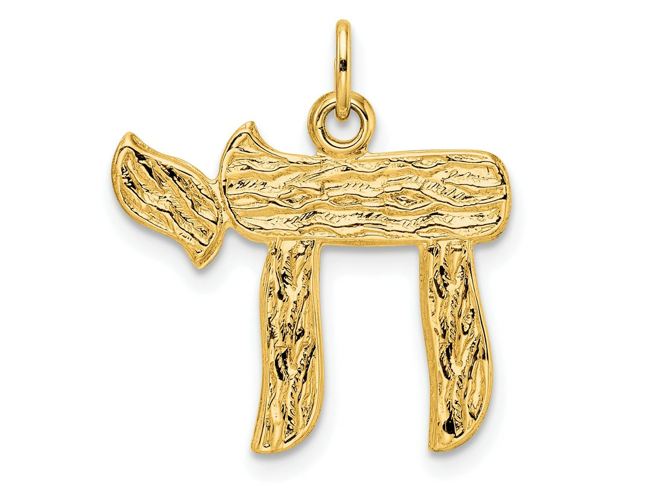 FJC Finejewelers 14 kt Yellow Gold Polished and Textured Solid Chai Symbol Charm 22 x 20 mm