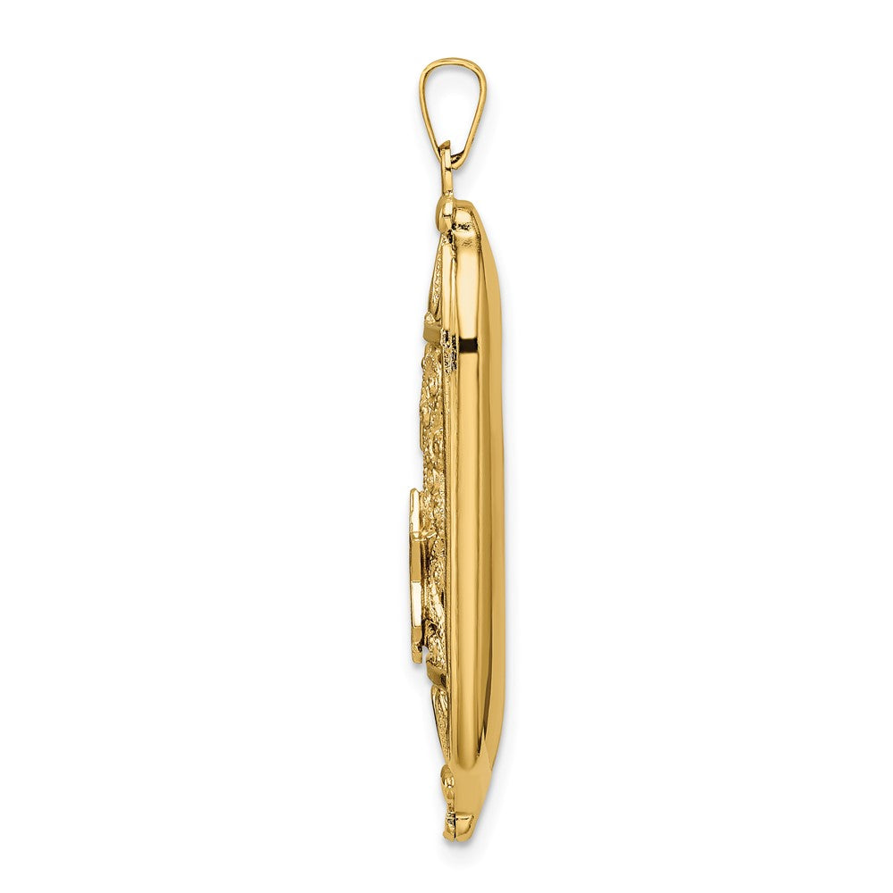 FJC Finejewelers 14 kt Yellow Gold Polished Solid Mezuzah Enameled Star Charm 42 x 12 mm