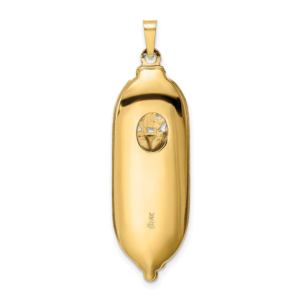 FJC Finejewelers 14 kt Yellow Gold Polished Solid Mezuzah Enameled Star Charm 42 x 12 mm