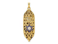 FJC Finejewelers 14 kt Yellow Gold Polished Solid Mezuzah Enameled Star Charm 42 x 12 mm