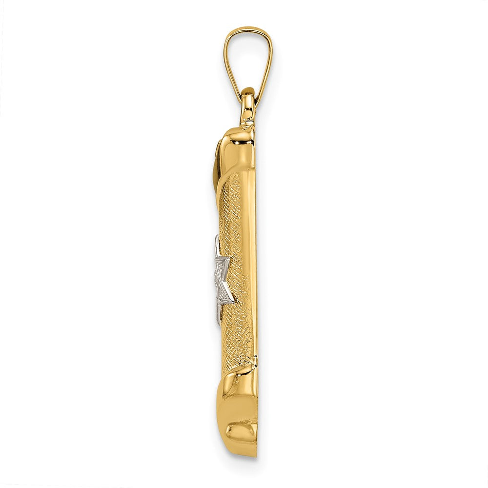 FJC Finejewelers 14 kt Two Tone Gold Polished and Textured Hollow Mezuzah Charm 31 x 7 mm
